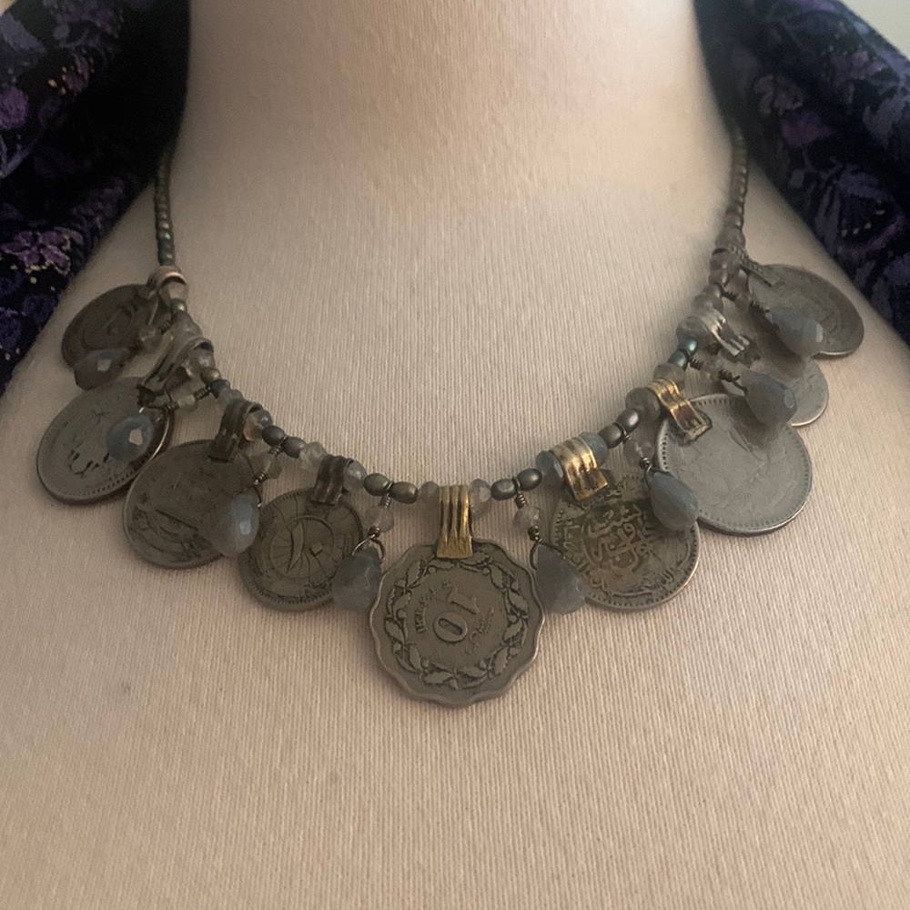 BoHo coin necklace one of a kind created by lisahallowdesigns